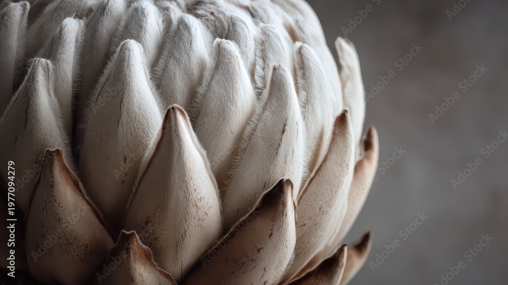 Fototapeta premium A close-up of an artichoke revealing its unique texture and layers. The image highlights the natural design of the vegetable in a simple setting.