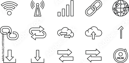 Connectivity and data transfer icons a collection of modern line art