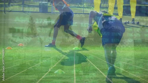 Animation of data processing over rugby players
