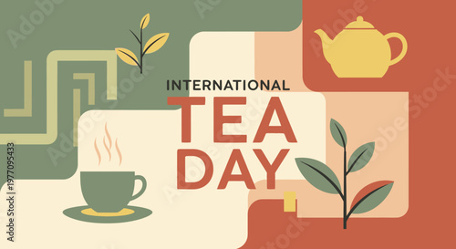 International Tea Day celebration with cup and teapot.