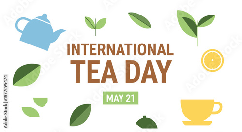 International Tea Day celebration with leaves.