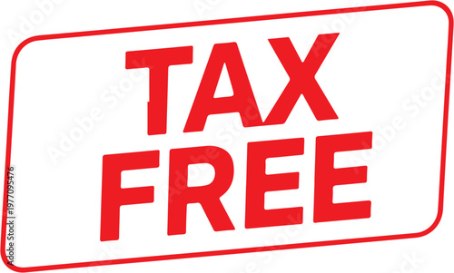 Red Tax Free Sticker Vector Icon Isolated on White Background