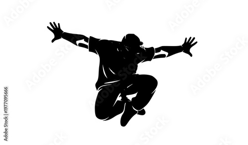 Breakdance Male Silhouette Vector High Contrast Isolated Design
