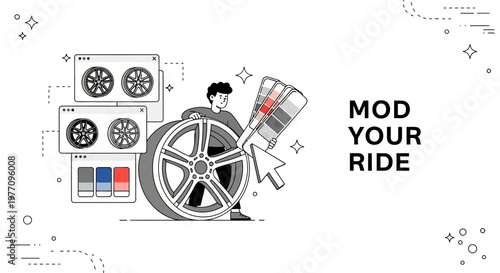 Car Tuning Mobile App Concept For Designing Custom Rims And Selecting Paint Colors For Performance Vehicles Modification