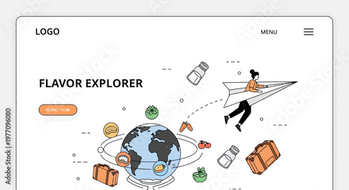 Flavor Explorer Food Travel Website Landing Page Global Cuisine World Map