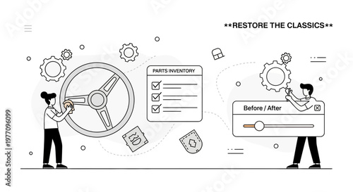 Car shop fix car part tool gear man mechanic repair job diy car fix up