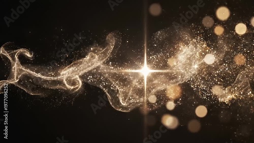 Wallpaper Mural Golden bright light burst with sparkling particles on black background Torontodigital.ca