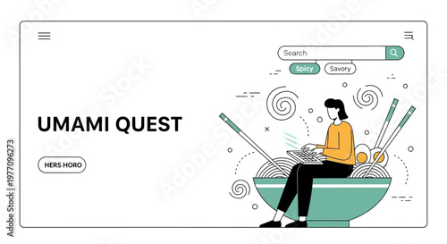 A person sits on a bowl of ramen to search for hot food on the web now