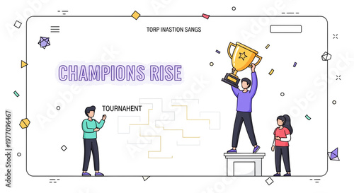 Esports pro win gold cup on top of podium with team for big web site