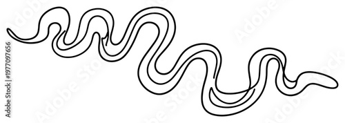 Squiggly continuous line path creating abstract worm shape in minimalist style
