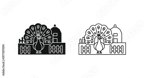 Peacock Symbolic Art & Architecture Design Vector