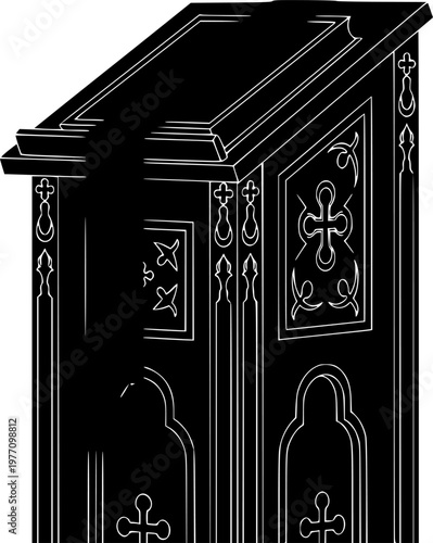 Church Lectern Silhouette Mangalia Bible Stand Liturgy Scripture Black Vector