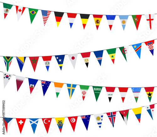 Garlands with pennants in the colors of the participating teams
