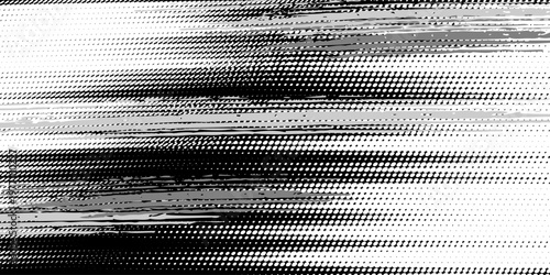 black and White halftone dot gradient grunge texture background. Gray combination brush stroke vector. Modern speed line sport dot pop art comic style vector illustration.