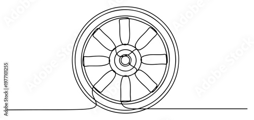 Photos Dharmachakra symbol representing wheel of dharma in continuous line art style