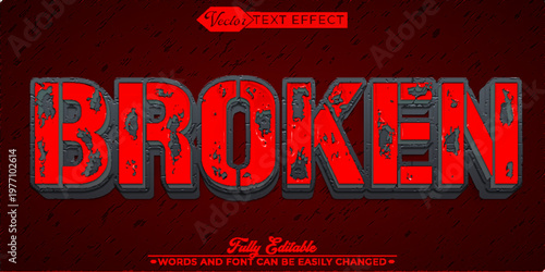 Shattered Broken Fragmented Grunge Typography Vector Fully Editable Smart Object Text Effect