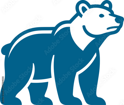 Profile silhouette of a standing grizzly bear can be Editable