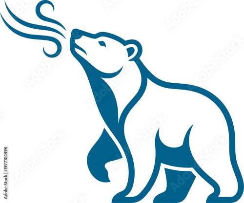 Wild animal sniffing the air with scent lines blue graphic can be Editable