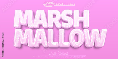  Marshmallow Sweet Soft Cute Treat Vector Fully Editable Smart Object Text Effect