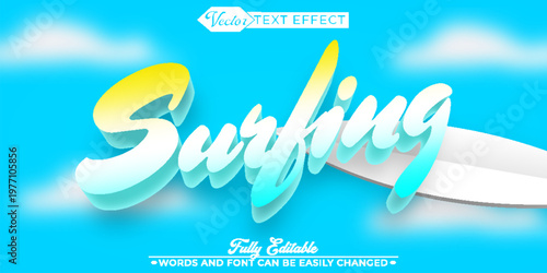  Ocean Wave Surfing Adventure Typography Vector Fully Editable Smart Object Text Effect