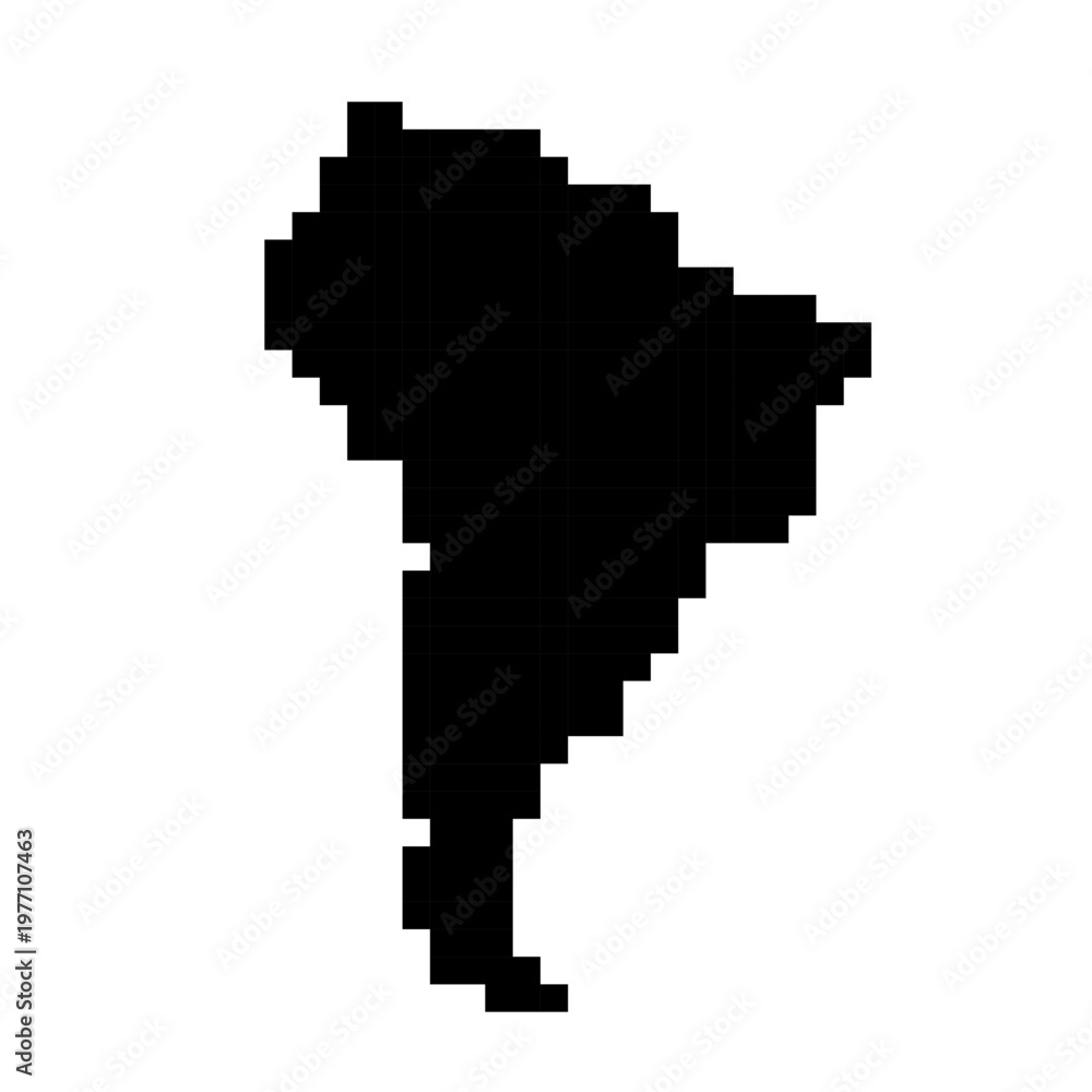 Obraz premium South America pixel map. South america continent pixelated