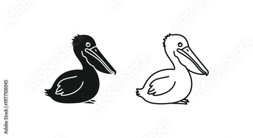 Cute Black and White Penguin Cartoon Birds Illustration Vector