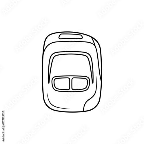 Illustration of an access fob isolated on a white background, featuring a sleek design with dual buttons, black outline, and minimalistic style