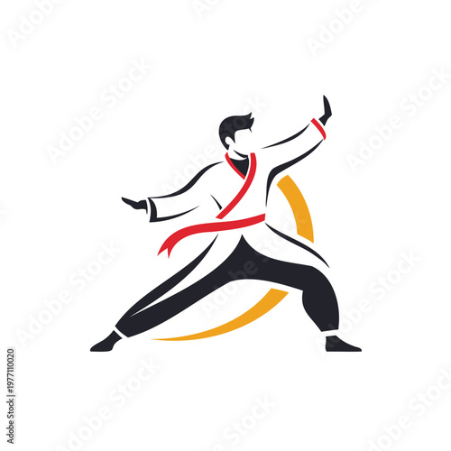 Dynamic martial artist performing a powerful kicking technique in mid-motion