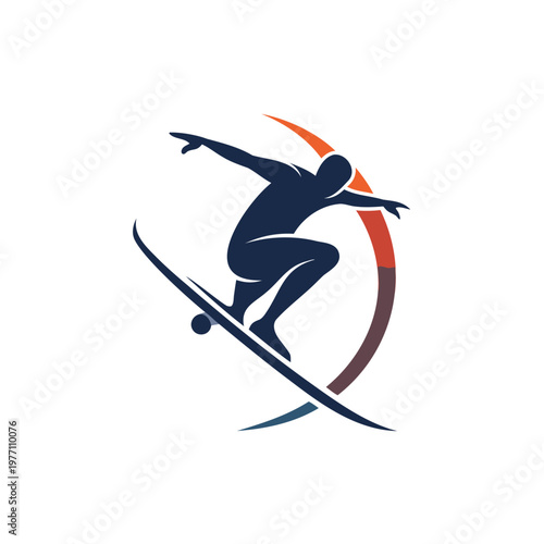 Dynamic figure skating silhouette with vibrant circular background design