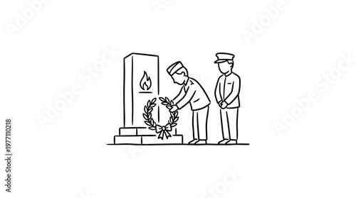 Memorial Ceremony Placing Wreath at Monument