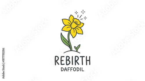 Daffodil Rebirth Logo Design With Sparkles