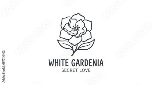 Elegant Black And White Gardenia Flower Logo Design