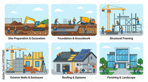Construction Stages Site Preparation Foundation Framing Exterior Roofing Finishing.