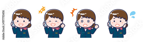 スマートフォンを使う「CA」の女性