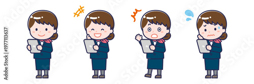 タブレットを使う「CA」の女性