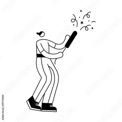 A sketchy illustration showing a person enjoying a celebration