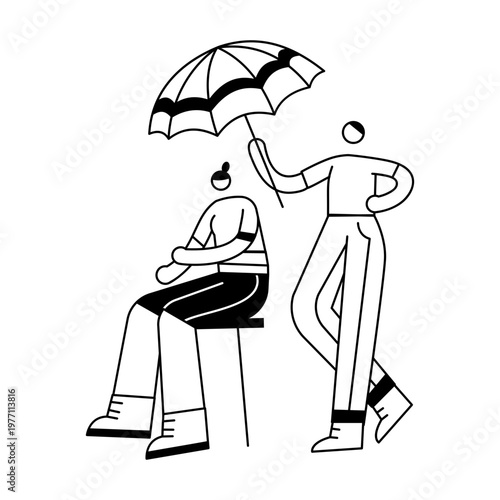 A hand drawn illustration showing a supportive friend