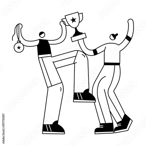 A doodle illustration depicting friends celebrating achievement