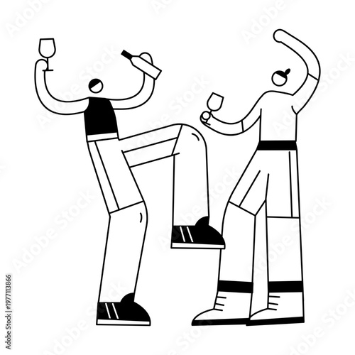 A sketchy illustration showing friends drinking together