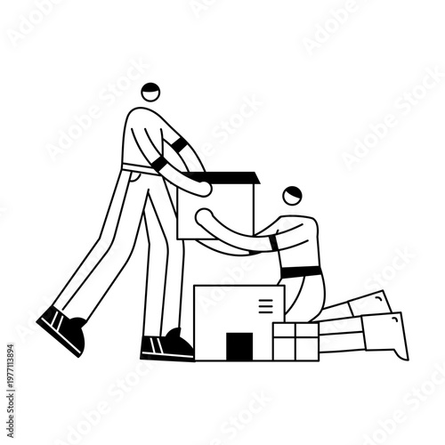 A doodle illustration depicting two persons volunteer