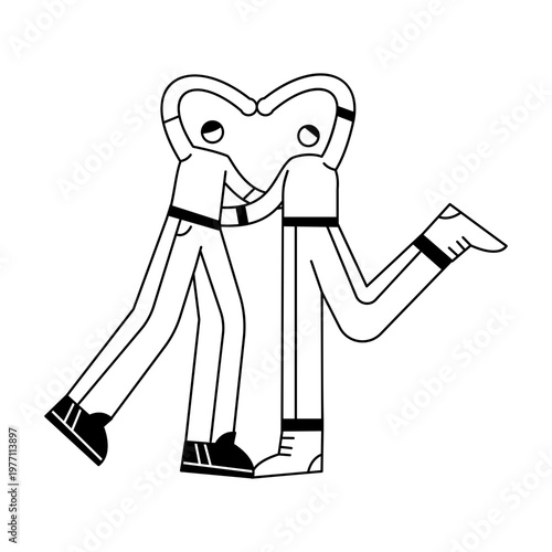 A doodle illustration depicting two buddies having fun