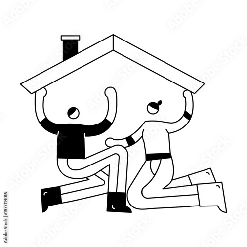 A hand drawn illustration showing a family home