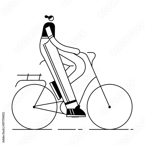 A hand drawn style illustration showing a cycling character
