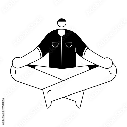 A sketchy style illustration depicting a character doing meditation