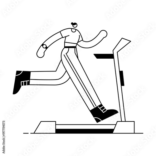 A hand drawn style illustration depicting a treadmill jog