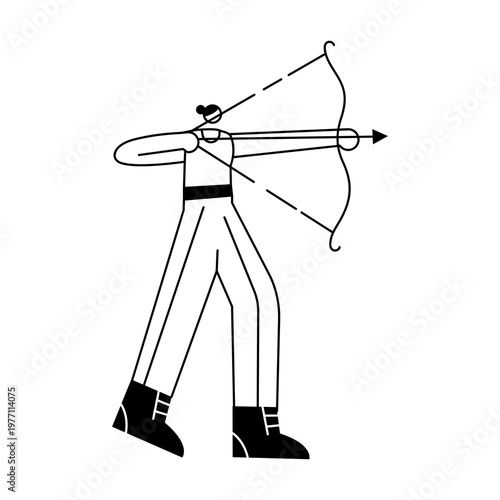 A sketchy style illustration showing a character practicing archery