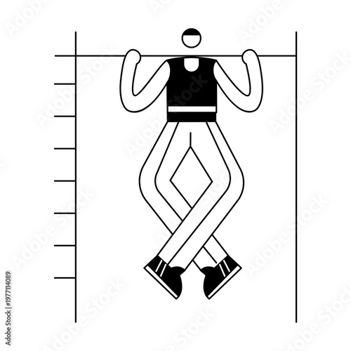 A doodle style illustration showing a character doing pull up