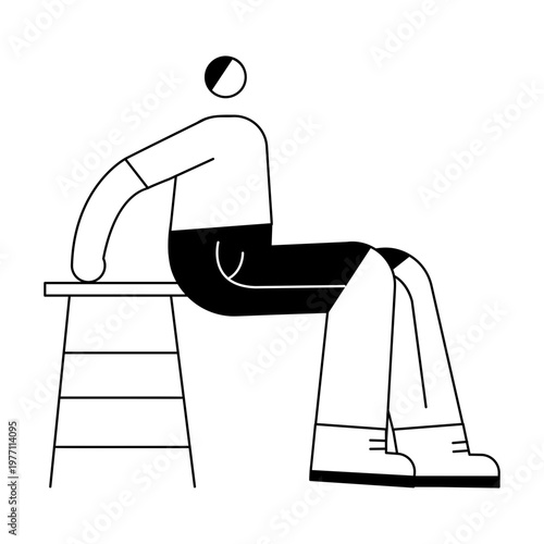 A sketchy style illustration depicting a character doing bench workout