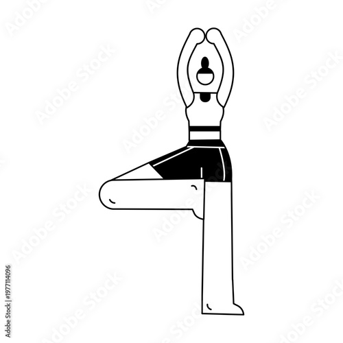 A hand drawn style illustration showing a character performing tree pose