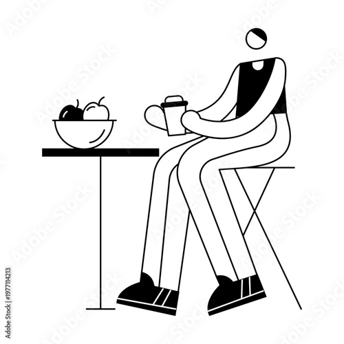 A sketchy style illustration showing a character drinking protein shake